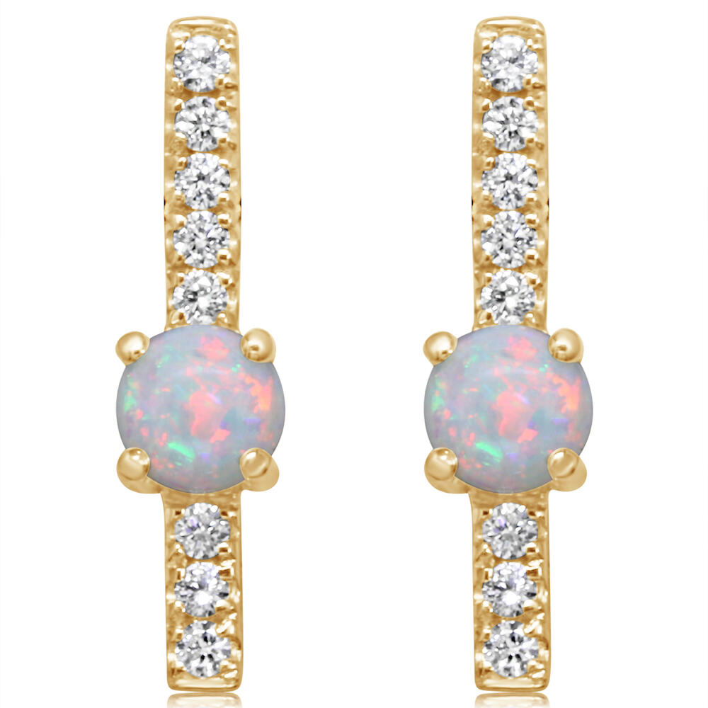 14K White Goldaustralian Opal/Diamond Earrings