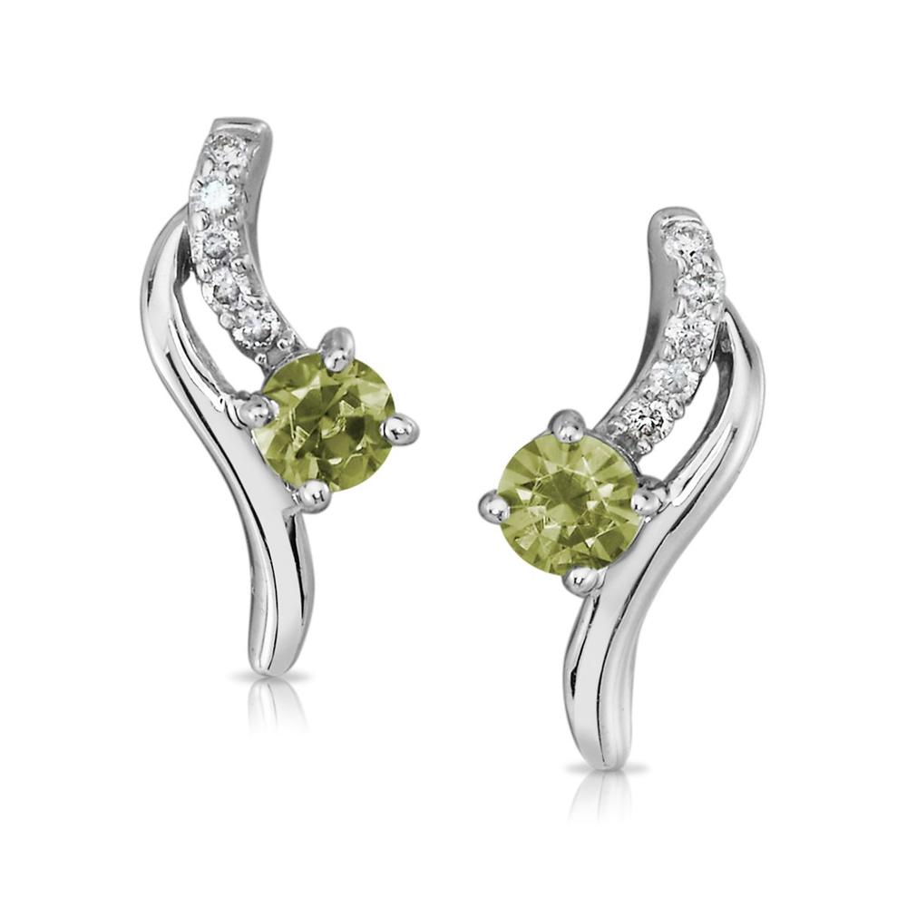 14K White Gold Peridot/Diamond Earrings