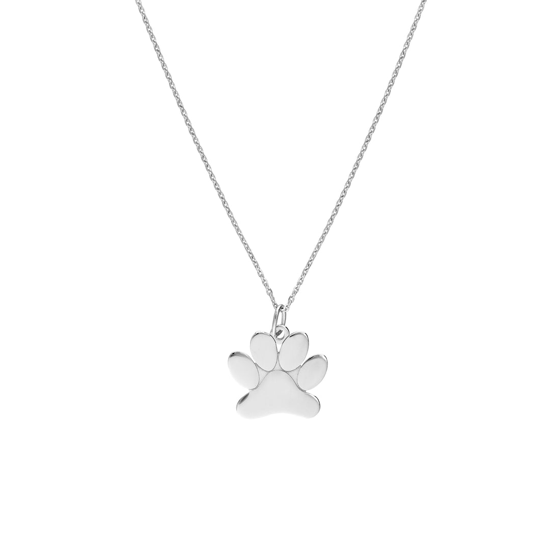 Plated Sterling Silver Engravable Paw Necklace