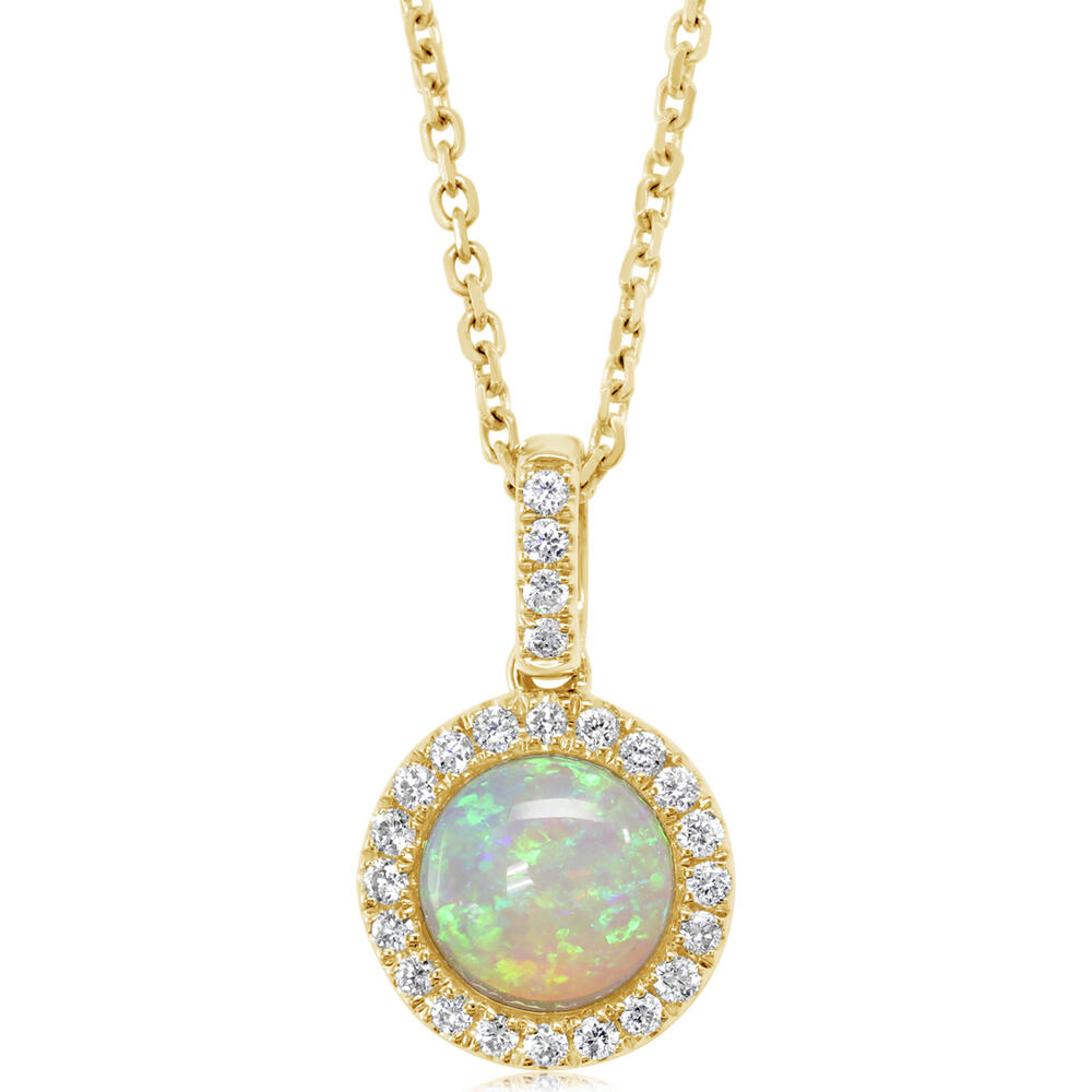 14K Yellow Gold Australian Opal/Diamond Pendant