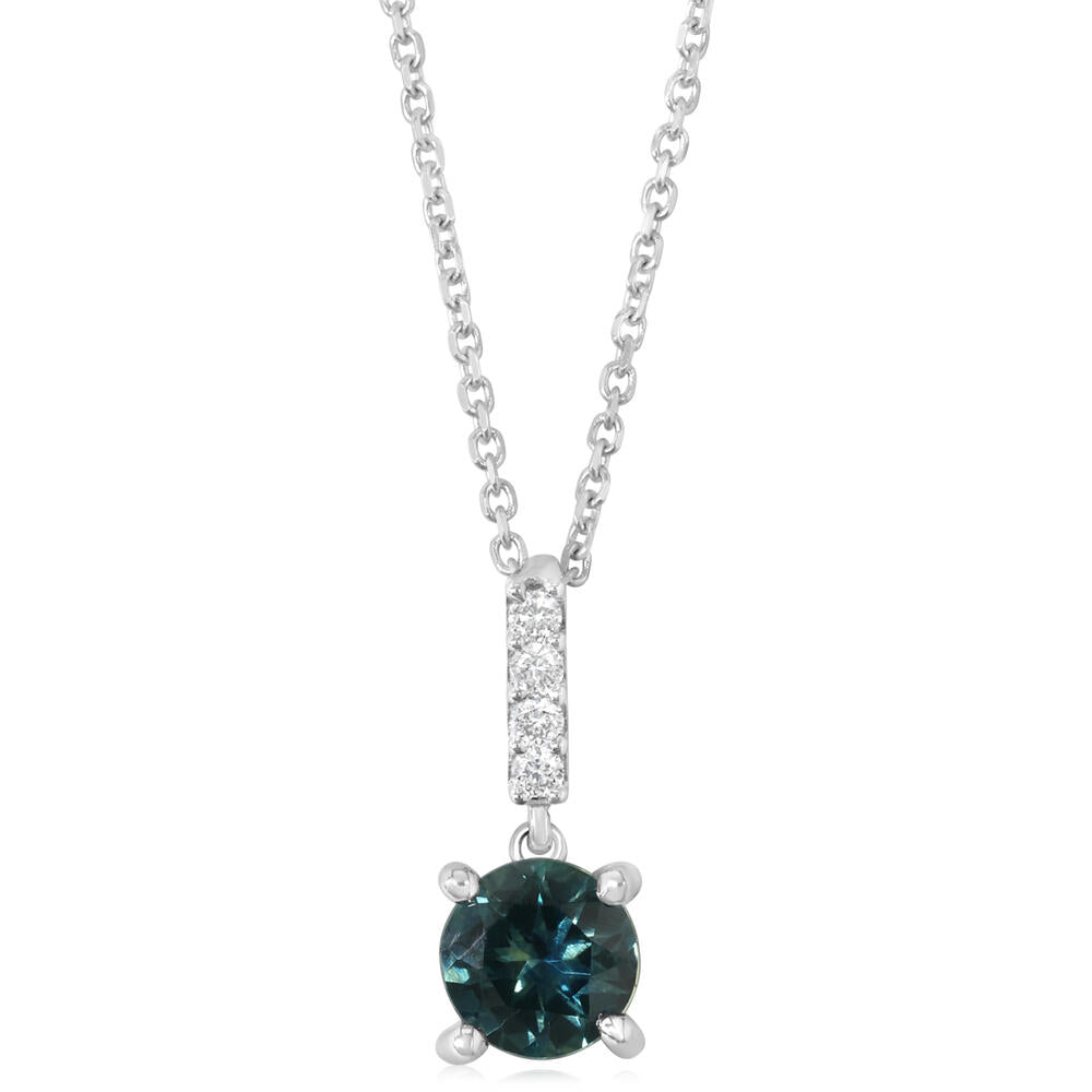 14K Yellow Gold Montana Sapphire/Diamond Pendant