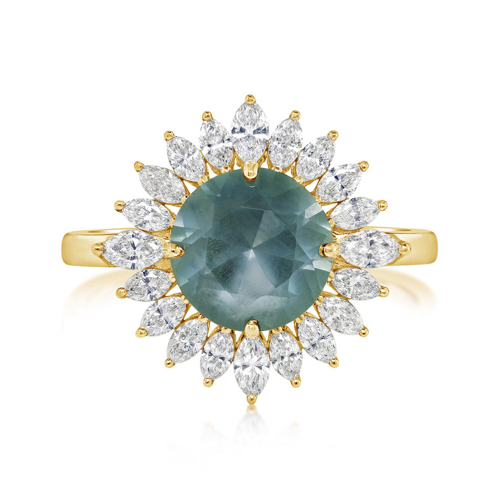 18K Yellow Gold Montana Sapphire/Diamond Ring