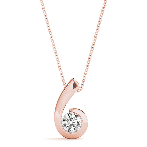 18K Rose Gold 0.5 CT Round Diamond Solitaire Pendant