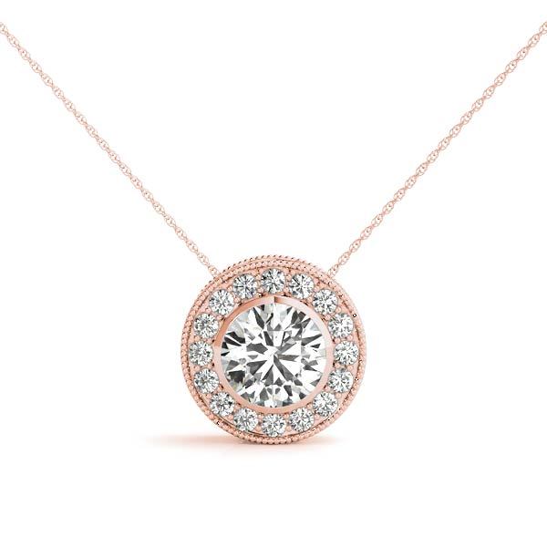 18K Rose Gold 1 1/2 ct tw Halo Diamond Engagement Ring