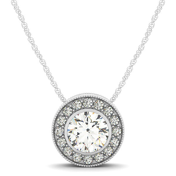18K White Gold 1 1/2 ct tw Halo Diamond Engagement Ring