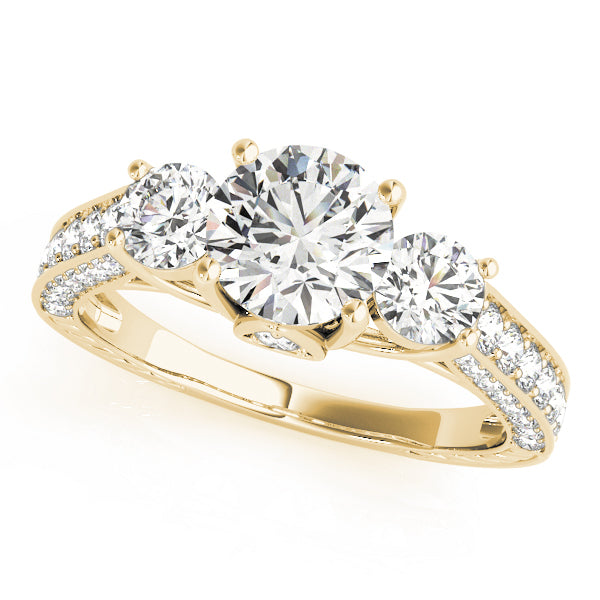 14K Yellow Gold 1 7/8 ct tw Three Stone Diamond Engagement Ring