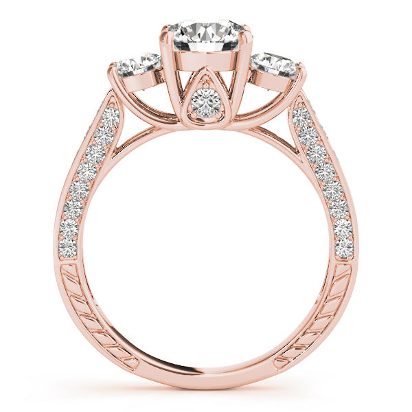 14K Rose Gold 1 7/8 ct tw Three Stone Diamond Engagement Ring