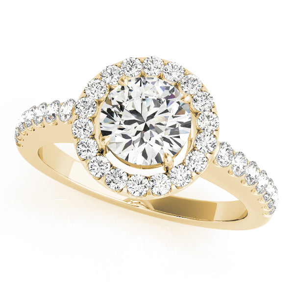 18K Yellow Gold 2 1/6 ct tw Halo Diamond Engagement Ring