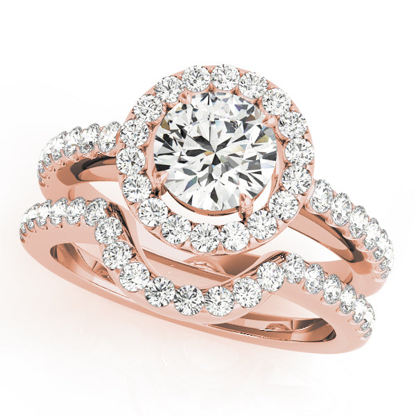 14K Rose Gold 2 1/6 ct tw Halo Diamond Engagement Ring