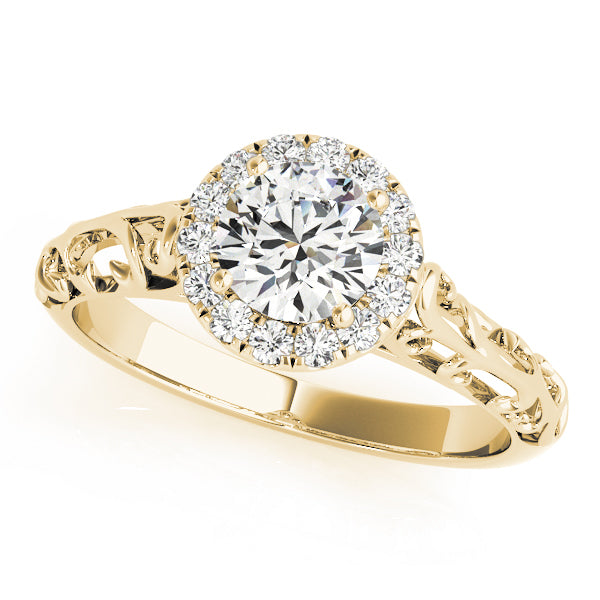 18K Yellow Gold 5/8 ct tw Halo Diamond Engagement Ring