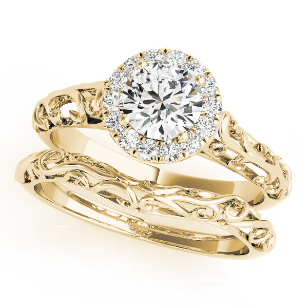 18K Yellow Gold 5/8 ct tw Halo Diamond Engagement Ring