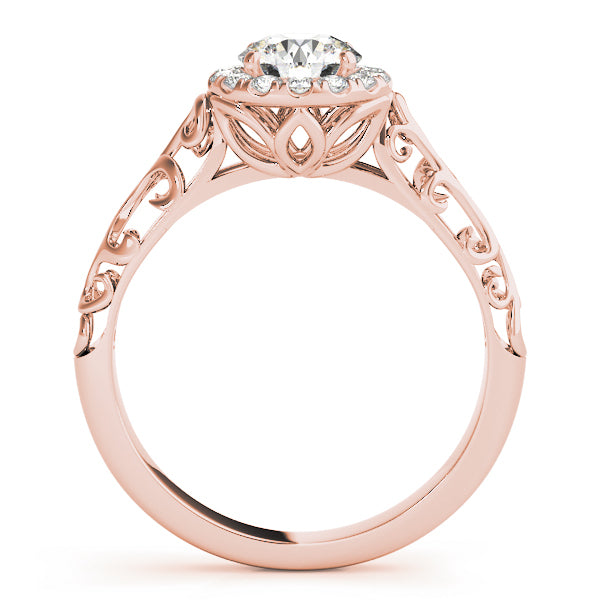 14K Rose Gold 5/8 ct tw Halo Diamond Engagement Ring