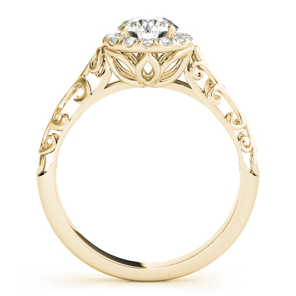 14K Yellow Gold 5/8 ct tw Halo Diamond Engagement Ring