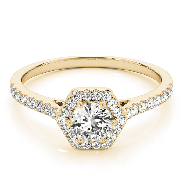 14K Yellow Gold 1/2 ct tw Halo Diamond Engagement Ring