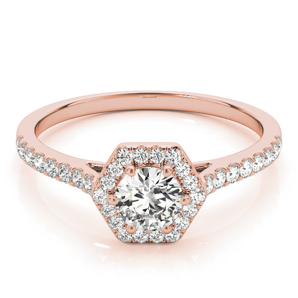 18K Rose Gold 1/2 ct tw Halo Diamond Engagement Ring