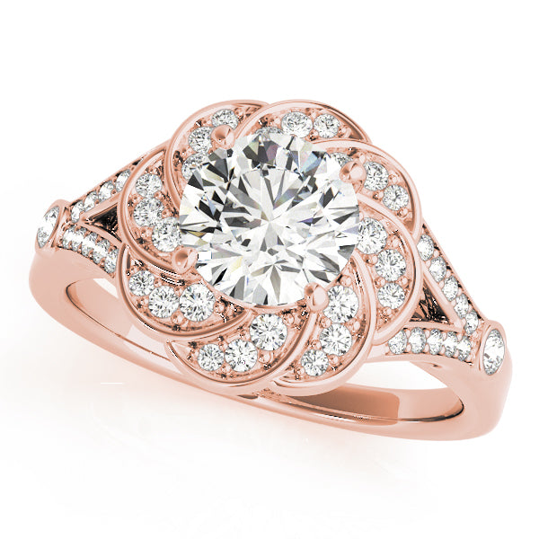 18K Rose Gold 1 1/4 ct tw Halo Diamond Engagement Ring