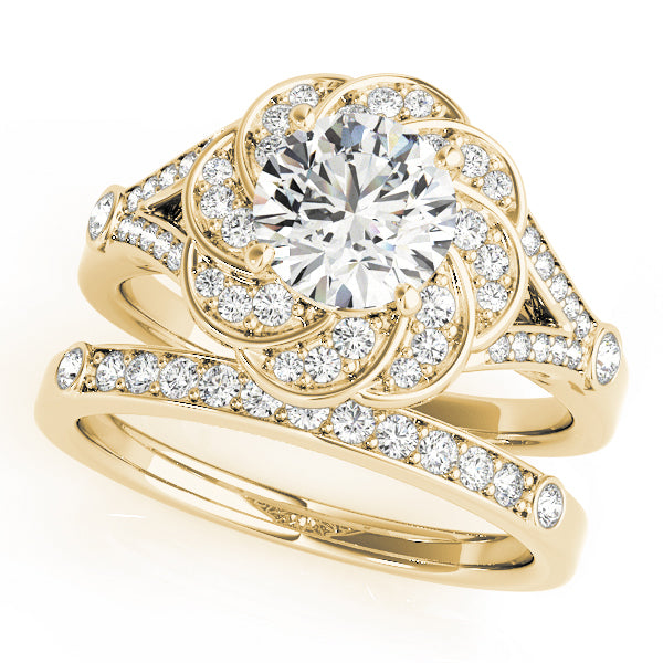 14K Yellow Gold 1 1/4 ct tw Halo Diamond Engagement Ring