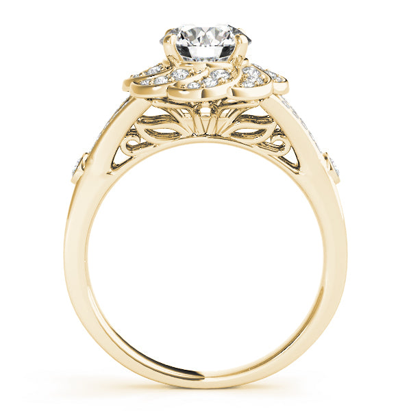 14K Yellow Gold 1 1/4 ct tw Halo Diamond Engagement Ring