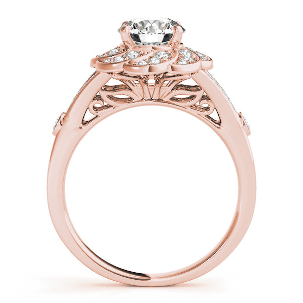 18K Rose Gold 1 1/4 ct tw Halo Diamond Engagement Ring