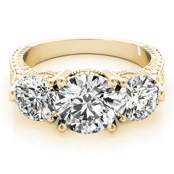 18K Yellow Gold 2 7/8 ct tw Three Stone Diamond Engagement Ring