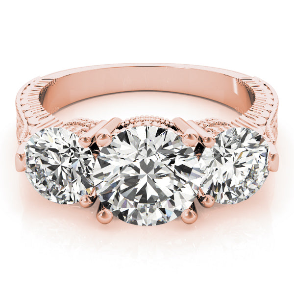 18K Rose Gold 2 7/8 ct tw Three Stone Diamond Engagement Ring