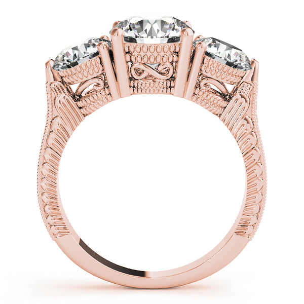 14K Rose Gold 2 7/8 ct tw Three Stone Diamond Engagement Ring