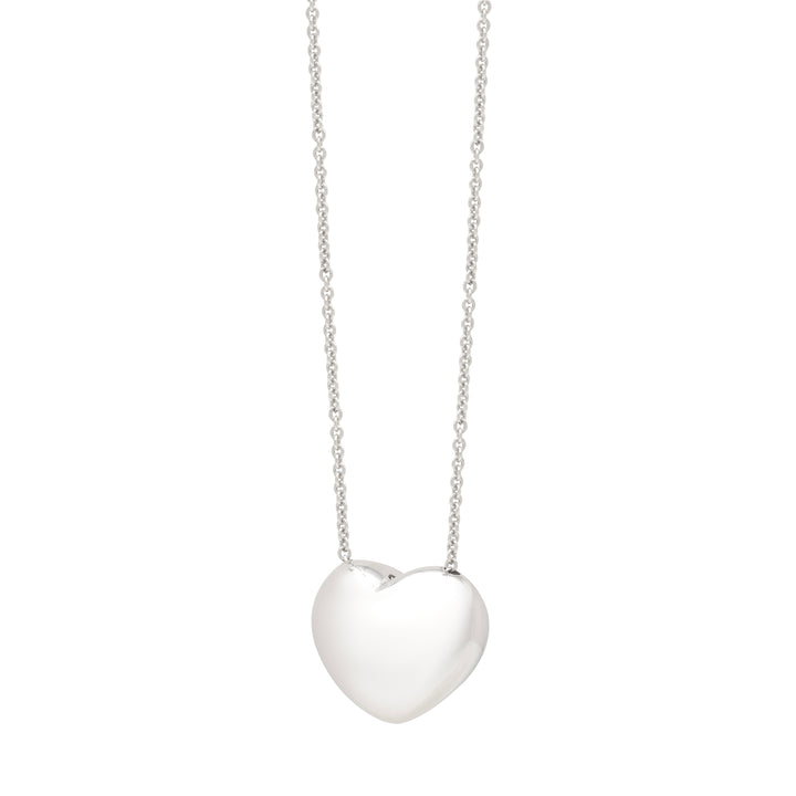 Silver Puffy Heart Necklace