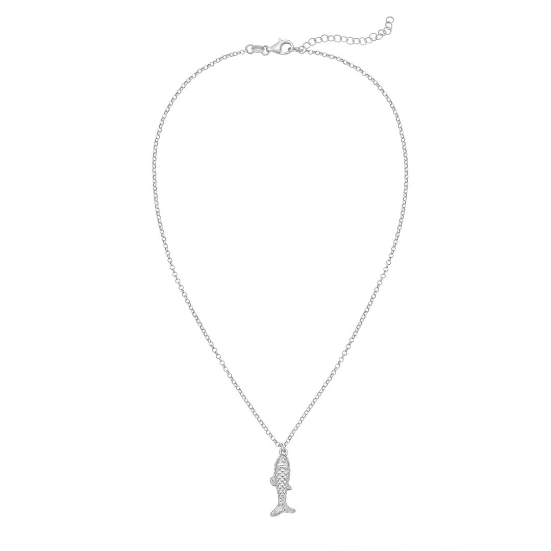 Silver Rolo Chain Fish Pendant