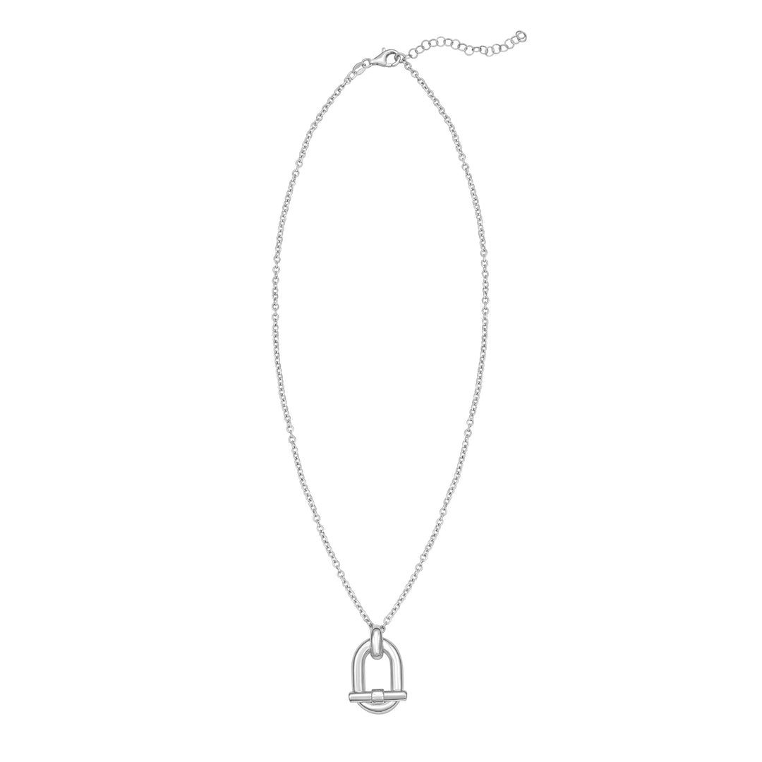 Silver  Open Oval Cable Link Necklace