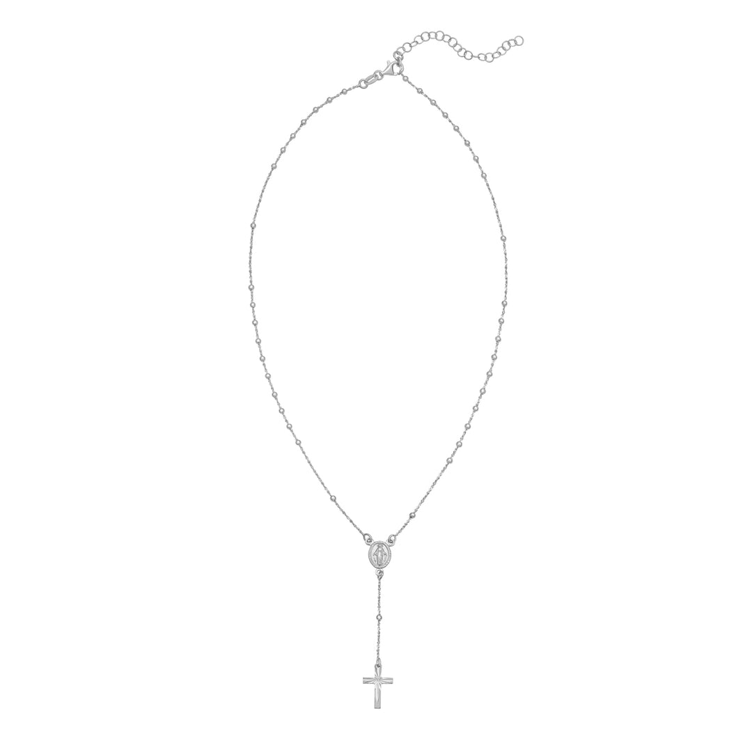 Silver Rosary Bead Necklace