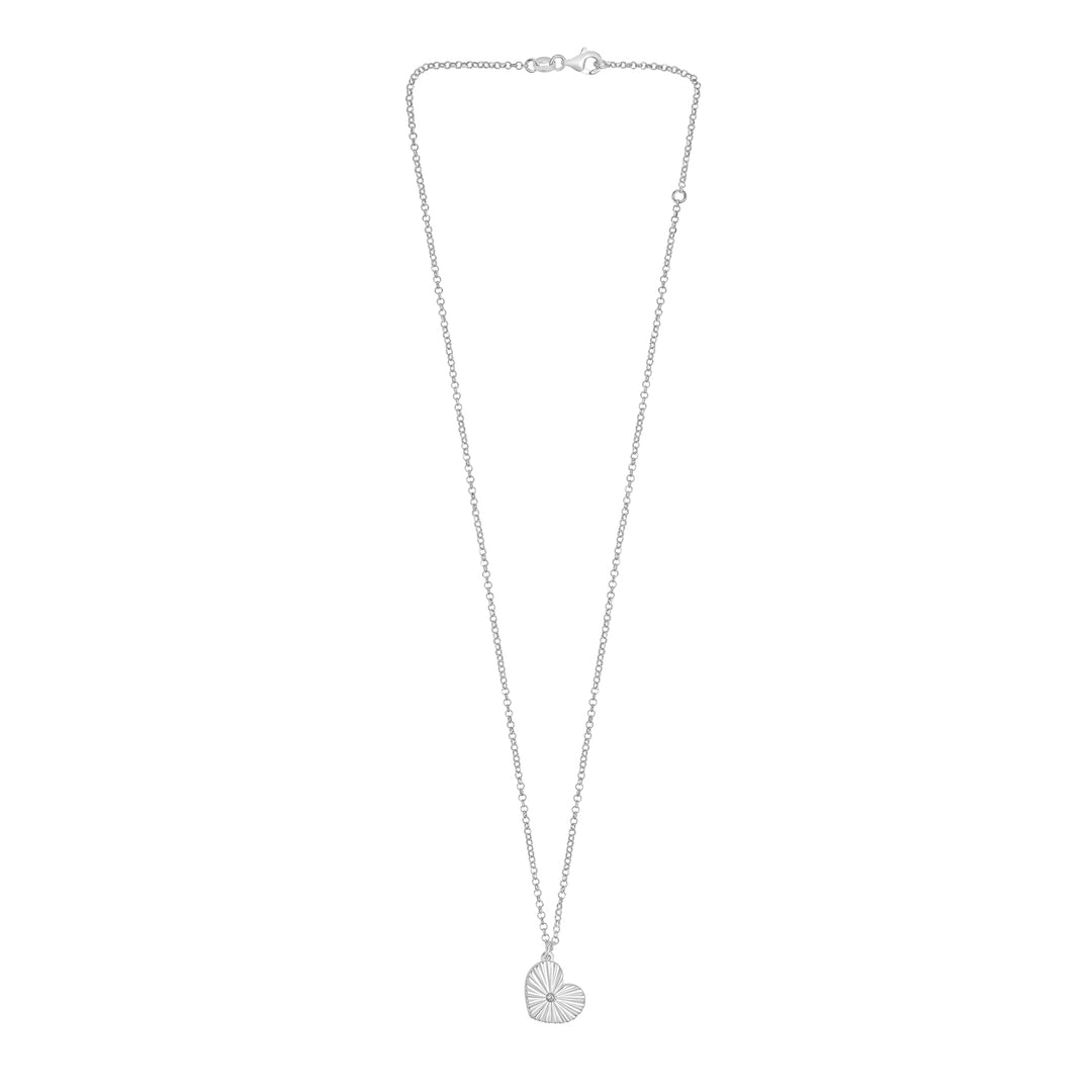 Silver Radiating Heart Necklace