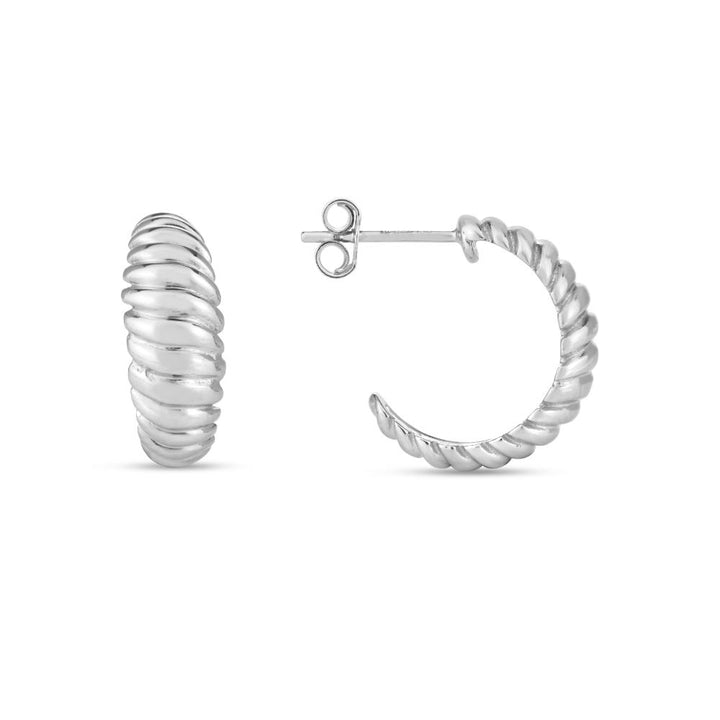 Silver Small Ribbed Hoops