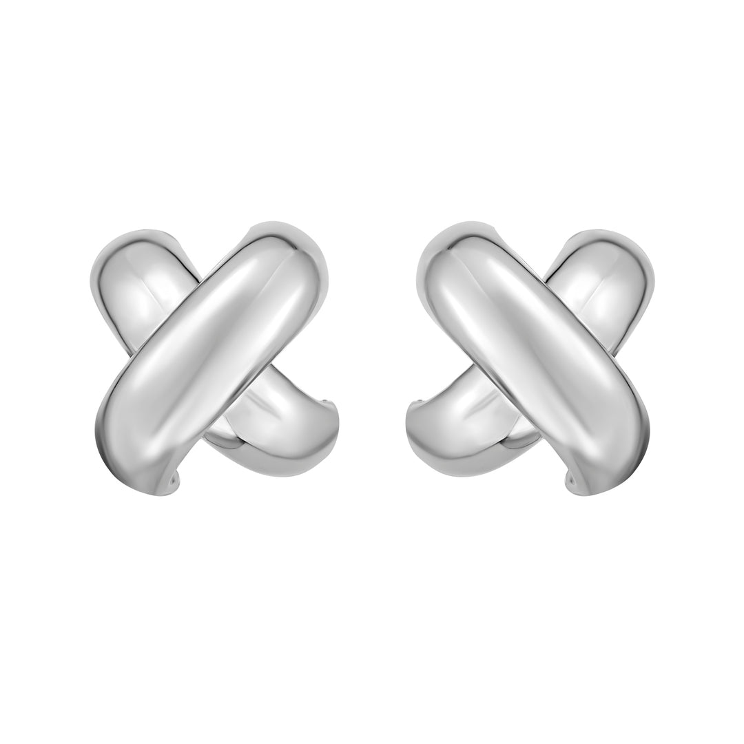 Silver Puffy X Earring