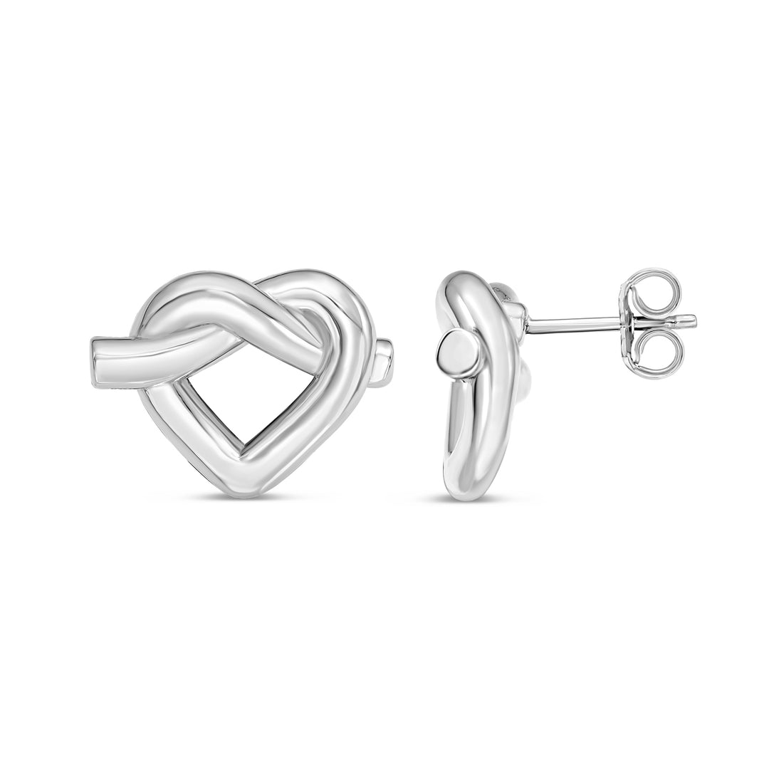 Silver Heart Knot Earring