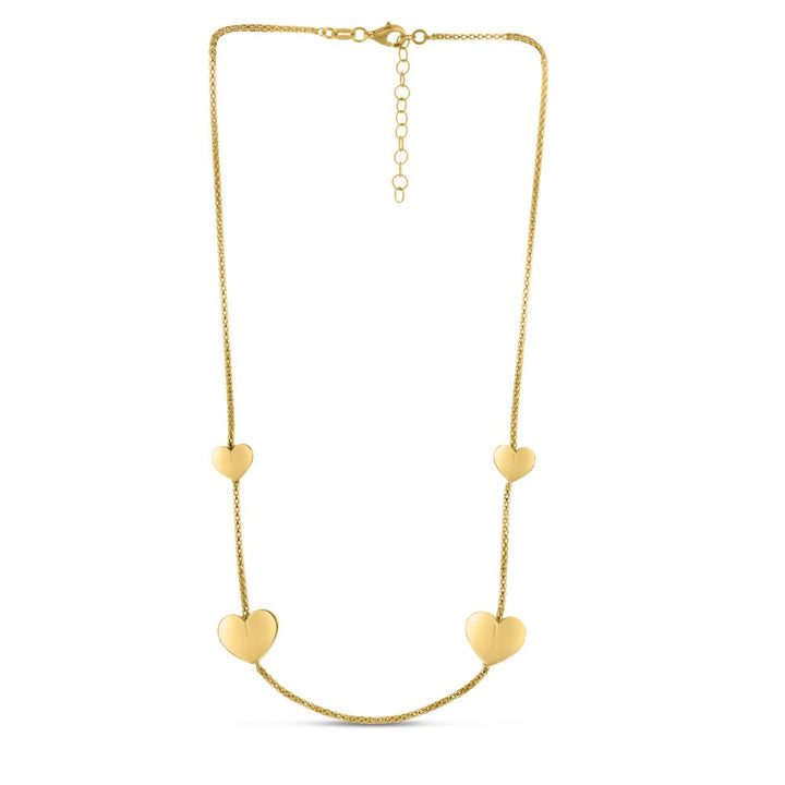 Silver Plated Hearts Station Chain