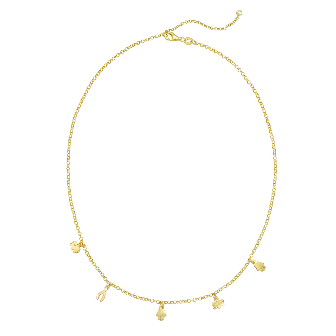 Gold Over Silver Hamsa Stationed Necklace