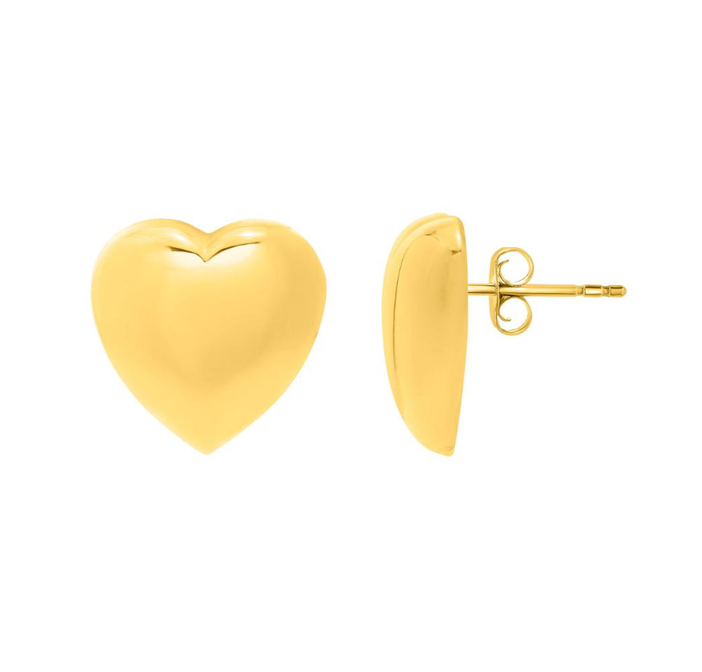 Silver Plated Puffed Large Heart Stud Earrings