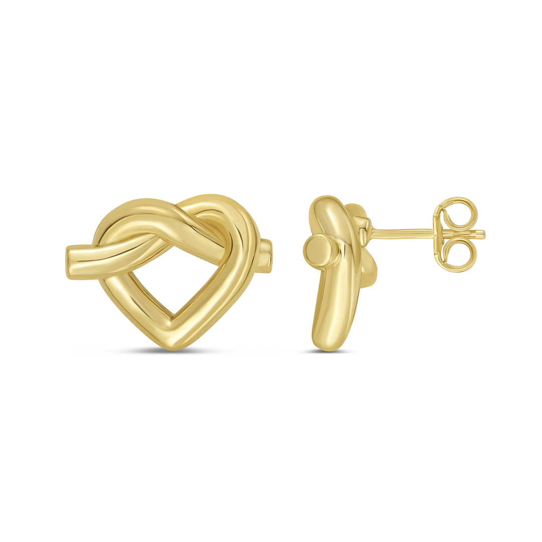 Gold Over Silver Open Heart Knot Earring