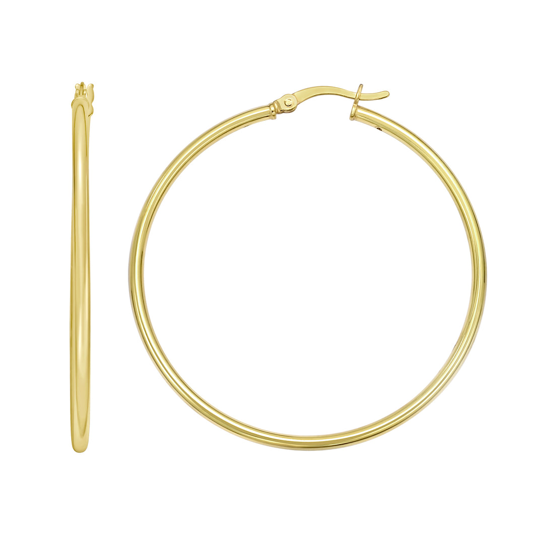 Gold Over Silver 2x40mm Hoop Earring