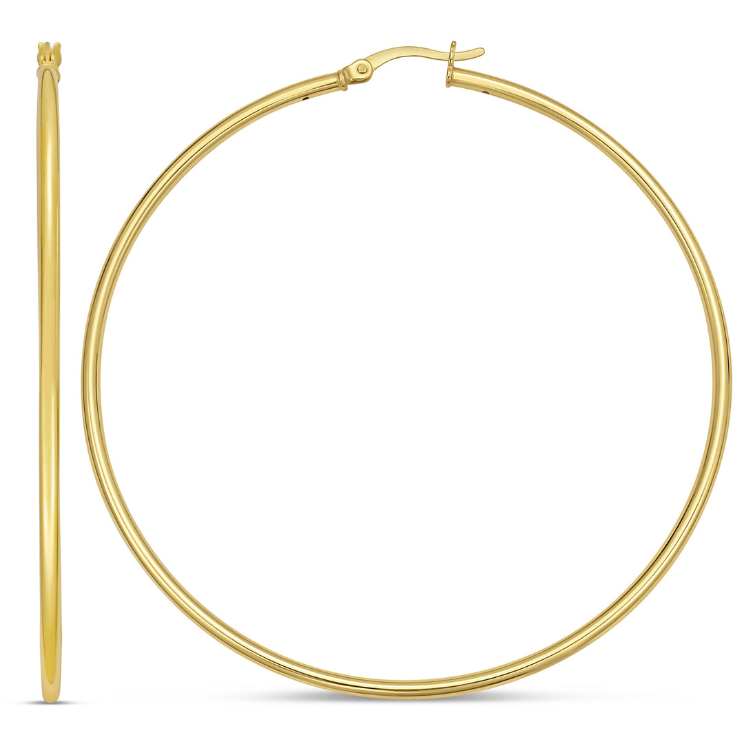 Gold Over Silver 2x60mm Hoop Earring