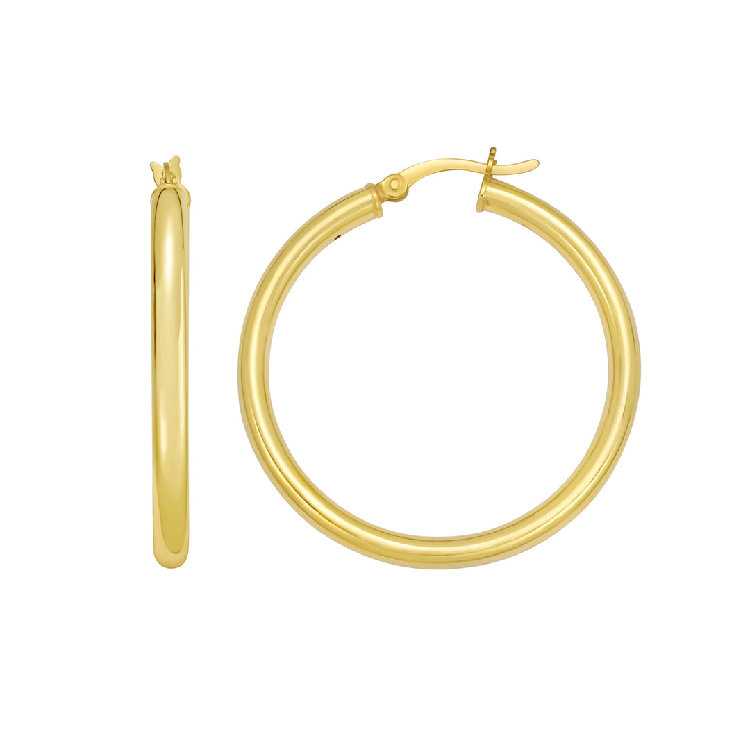 Gold Over Silver 3x30mm Hoop Earring