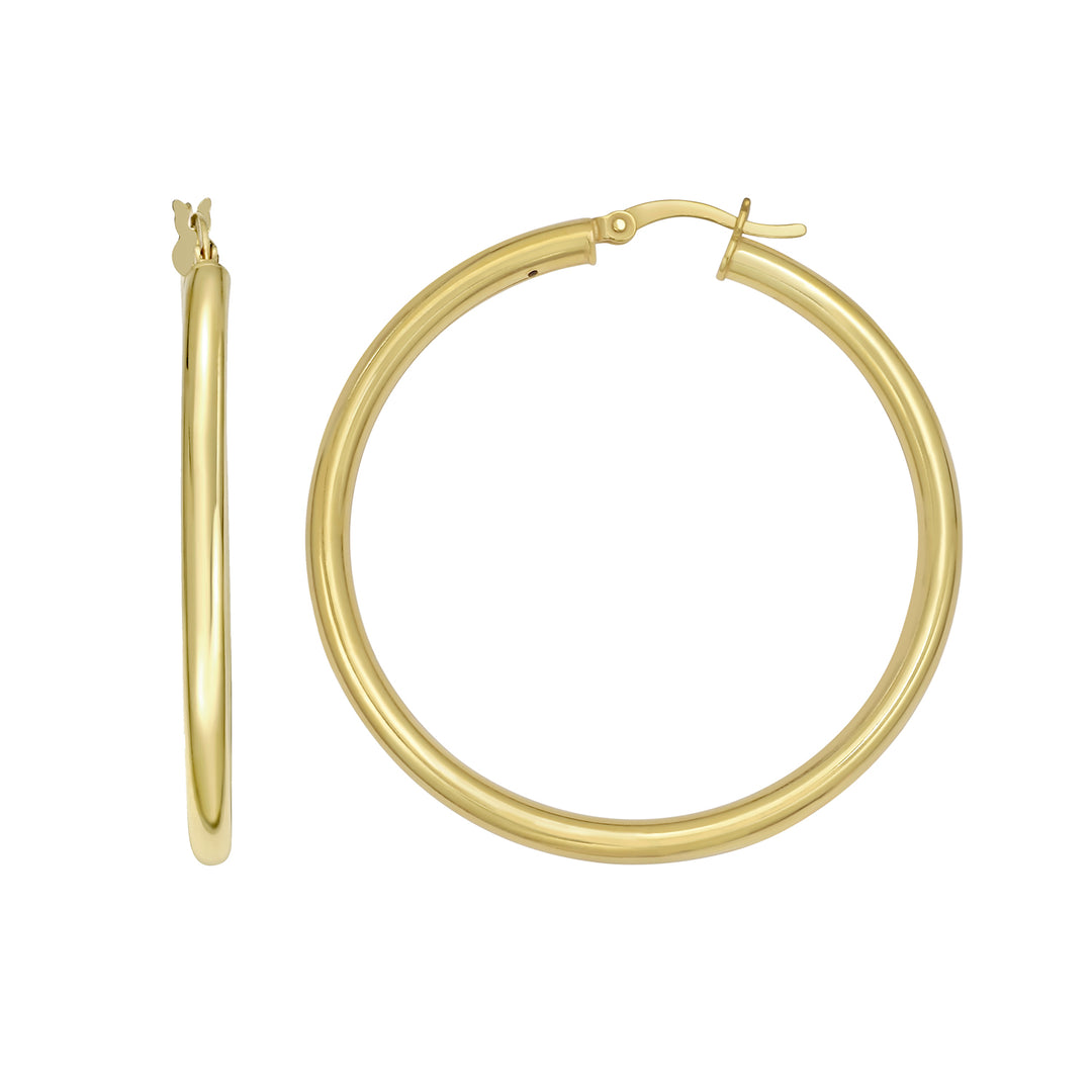 Gold Over Silver 3x40mm Hoop Earring