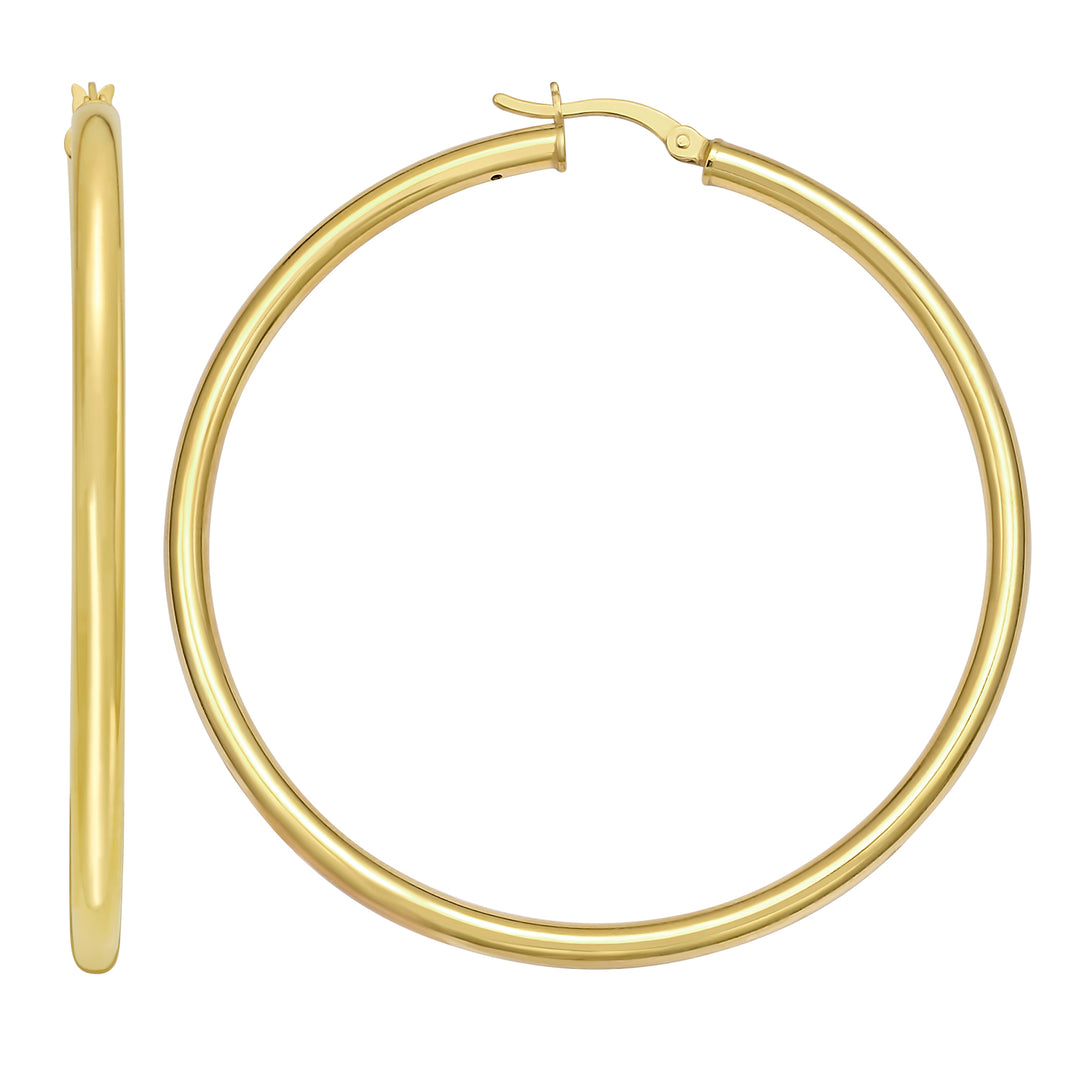 Gold Over Silver 3x50mm Hoop Earring