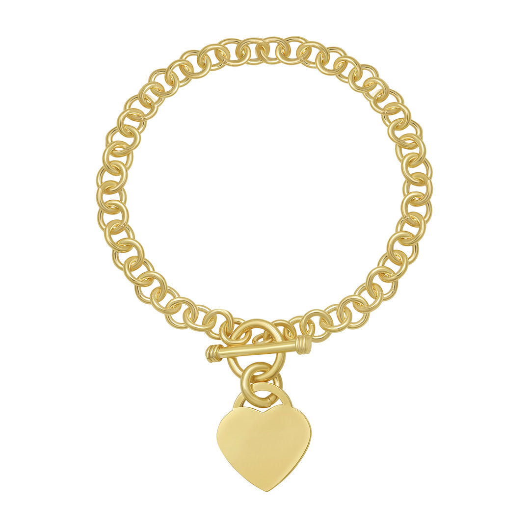 Gold Over Silver Small Heart Toggle Bracelet