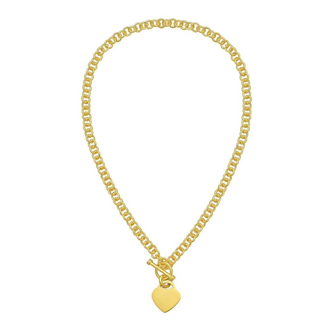 Gold Over Silver Small Heart Toggle Necklace