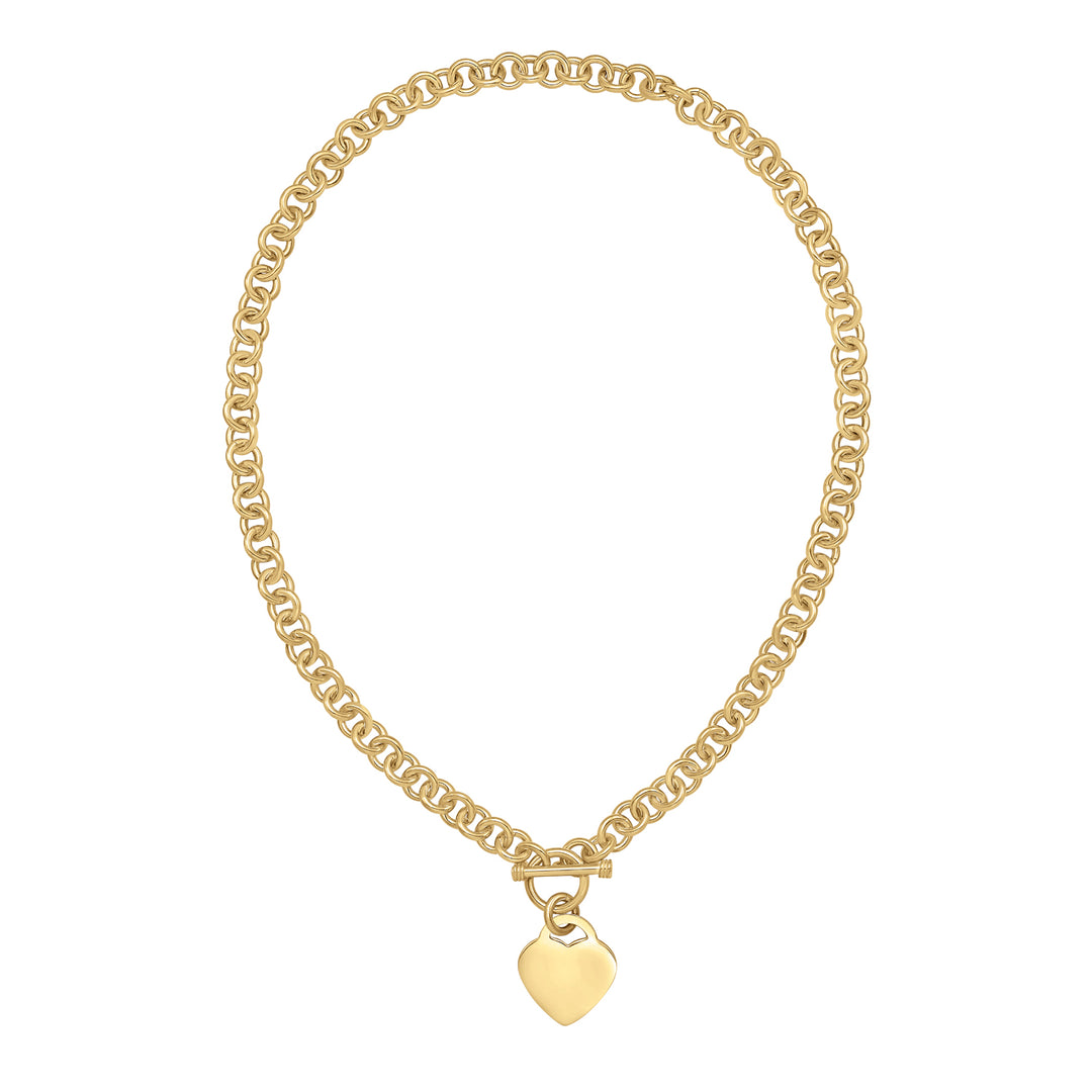 Gold Over Silver Medium Heart Toggle Necklace