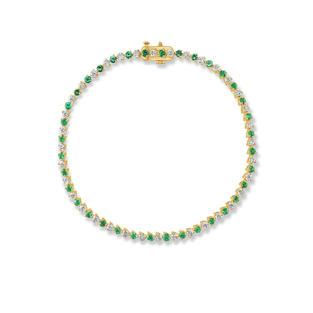 14K Yellow Gold Emerald/Diamond Bracelet