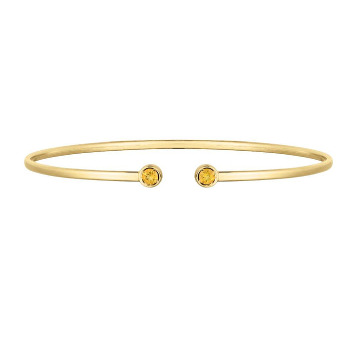 14K Citrine Open Cuff Bangle