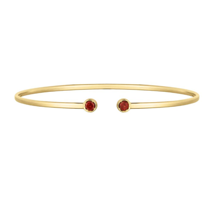 14K Garnet Open Cuff Bangle