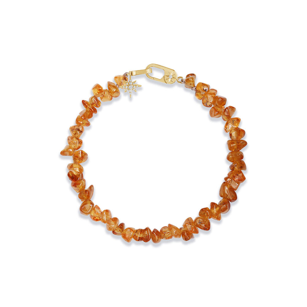 14K Yellow Gold Rough Mandarin Garnet/Diamond Bracelet
